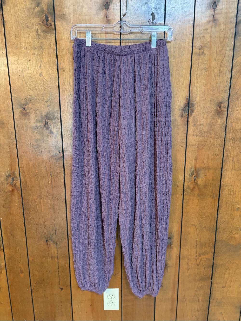 Zara Textured Elastic-Waist Track Pants - Mauve Purple
